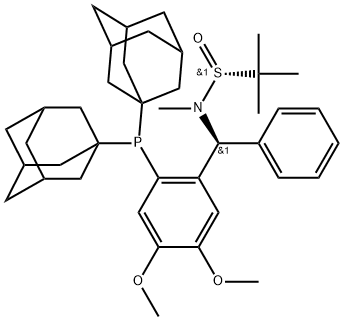 S(R)]-N-[(S)-[2-(二金刚烷基膦)-4,5-二甲氧基苯基](4-苯基)甲基]-N-甲基-2-叔丁基亚磺酰胺 结构式