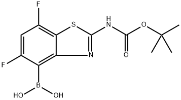 (2-((叔丁氧羰基)氨基)-5,7-二氟苯并[D]噻唑-4-基)硼酸 结构式