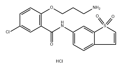 Benzamide, 2-(3-aminopropoxy)-5-chloro-N-(1,1-dioxidobenzo[b]thien-6-yl)-, hydrochloride (1:1) 结构式