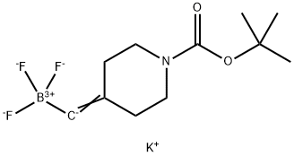 ((1-(叔丁氧基羰基)哌啶-4-亚基)甲基)三氟硼酸钾 结构式