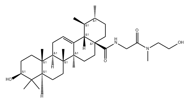 Urs-12-en-28-amide, 3-hydroxy-N-[2-[(2-hydroxyethyl)methylamino]-2-oxoethyl]-, (3β)- 结构式