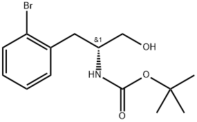 (R)-(1-(2-溴苯基)-3-羟基丙-2-基)氨基甲酸叔丁酯 结构式