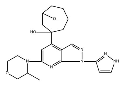 (3-内)-3-[6-[(3R)-3-甲基-4-吗啉基]-1-(1H-吡唑-3-基)-1H-吡唑并[3,4-B]吡啶-4-基]-8-氧杂双环[3.2.1]辛-3-醇 结构式