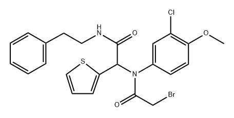 化合物2-THIOPHENEACETAMIDE, Α-[(2-BROMOACETYL)(3-CHLORO-4-METHOXYPHENYL)AMINO]-N-(2-PHENYLETHYL)- 结构式