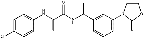 5-氯-N-(1-(3-(2-氧代噁唑烷-3-基)苯基)乙基)-1H-吲哚-2-甲酰胺5-氯-N-(1-(3-(2-氧代噁唑烷-3-基)苯基)乙基)-1H-吲哚-2-甲酰胺 结构式