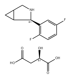 (2R)-2-(2,5-difluorophenyl)-3-azabicyclo[3.1.0]hexane (R)-2-hydroxysuccinate 结构式