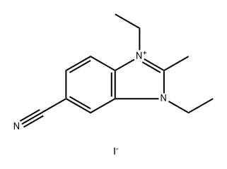 1,3-二乙基-2-甲基-1,2-二氢苯并咪唑-1-鎓-5-甲腈碘化物 结构式