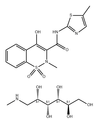 D-Glucitol, 1-deoxy-1-(methylamino)-, compd. with 4-hydroxy-2-methyl-N-(5-methyl-2-thiazolyl)-2H-1,2-benzothiazine-3-carboxamide 1,1-dioxide (1:1) 结构式