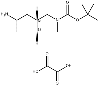 Cyclopenta[c]pyrrole-2(1H)-carboxylic acid, 5-aminohexahydro-, 1,1-dimethylethyl ester, ethanedioate (1:1), (3aR,6aS)-rel- 结构式