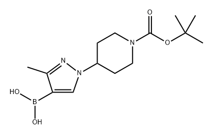 (1-(1-(叔丁氧羰基)哌啶-4-基)-3-甲基-1H-吡唑-4-基)硼酸 结构式