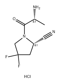 (S)-1-(D-丙氨酰)-4,4-二氟吡咯烷-2-甲腈盐酸盐 结构式