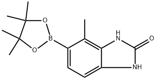 4-甲基-5-(4,4,5,5-四甲基-1,3,2-二氧杂硼烷-2-基)-1,3-二氢-2H-苯并[D]咪唑-2-酮 结构式
