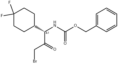 (S)-(3-溴-1-(4,4-二氟环己基)-2-氧丙基)氨基甲酸苄酯 结构式