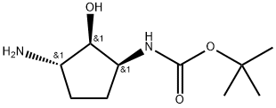 ((1S,2R,3S)-3-氨基-2-羟基环戊基)氨基甲酸叔丁酯 结构式