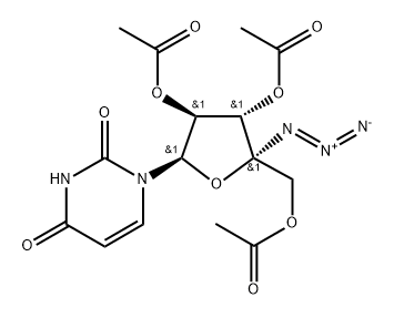 (2R,3S,4S,5R)-2-(乙酰氧基甲基)-2-叠氮基-5-(2,4-二氧代-3,4-二氢嘧啶-1(2H)-基)四氢呋喃-3,4-二基二乙酸酯 结构式