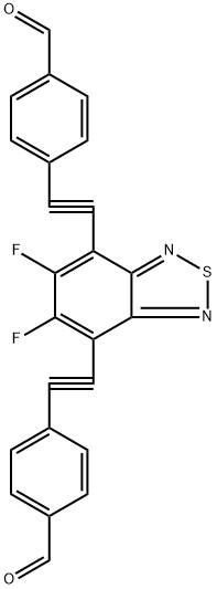 4,4'-((5,6-二氟苯并[C][1,2,5]噻二唑-4,7-二基)双(乙炔-2,1-二基))二苯甲醛 结构式