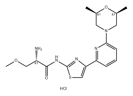 (S)-2-氨基-N-(4-(6-((2S,6R)-2,6-二甲基吗啉代)吡啶-2-基)噻唑-2-基)-3-甲氧基丙酰胺盐酸盐 结构式