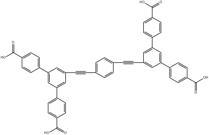 5',5''''-(1,4-亚苯基双(乙炔-2,1-二基))双(([1,1':3',1''-三联苯]-4,4''-二羧酸)) 结构式