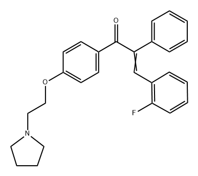 2-Fluoro-α-phenyl-4'-[2-(1-pyrrolidinyl)ethoxy]chalcone 结构式