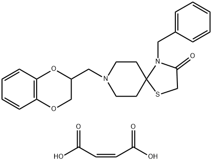 4-Benzyl-8-((2,3-dihydrobenzo[b][1,4]dioxin-2-yl)methyl)-1-thia-4,8-diazaspiro[4.5]decan-3-one maleate 结构式