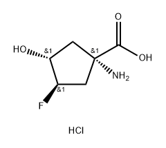 REL-(1R,3S,4S)-1-氨基-3-氟-4-羟基环戊烷甲酸盐酸盐 结构式