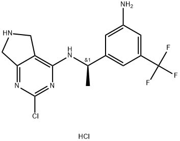 (R)-N-(1-(3-amino-5-(trifluoromethyl)phenyl)ethyl)-2-chloro-6,7-dihydro-5H-pyrrolo[3,4-d]pyrimidin-4-amine Xhydrochloride 结构式