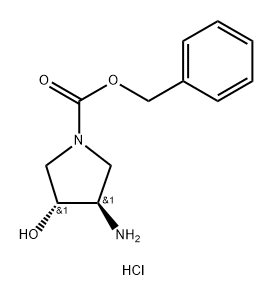 trans-3-Amino-4-hydroxy-pyrrolidine-1-carboxylic acid benzyl ester hydrochloride 结构式