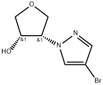 REL-(3R,4R)-4-(4-溴-1H-吡唑-1-基)四氢-3-呋喃醇 结构式