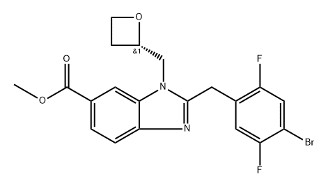 methyl (S)-2-(4-bromo-2,5-difluorobenzyl)-1-(oxetan-2-ylmethyl)-1H-benzo[d]imidazole-6-carboxylate 结构式