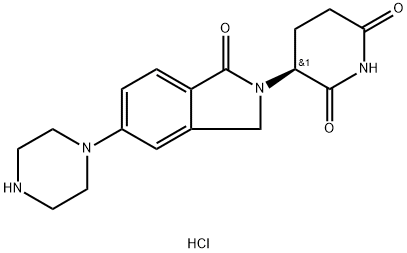 (S)-3-(1-氧代-5-(哌嗪-1-基)异吲哚啉-2-基)哌啶-2,6-二酮盐酸盐 结构式