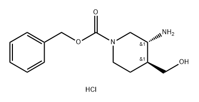 (3R, 4S)-3-Amino-4-hydroxymethyl-piperidine-1-carboxylic acid benzyl ester hydrochloride 结构式