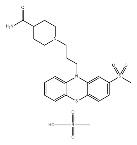 4-Piperidinecarboxamide, 1-[3-[2-(methylsulfonyl)-10H-phenothiazin-10-yl]propyl]-, compd. with methanesulfonate (1:1) 结构式