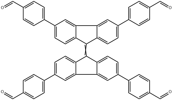 4,4',4'',4'''-([9,9'-bifluorenylidene]-3,3',6,6'-tetrayl)tetrabenzaldehyde 结构式