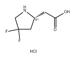 (R)-2-(4,4-二氟吡咯烷-2-基)乙酸盐酸盐 结构式