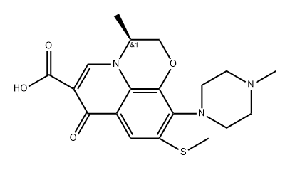 (S)-3-Methyl-10-(4-methylpiperazin-1-yl)-9-(methylthio)-7-oxo-2,3-dihydro-7H-[1,4]oxazino[2,3,4-ij]quinoline-6-carboxylic Acid 结构式