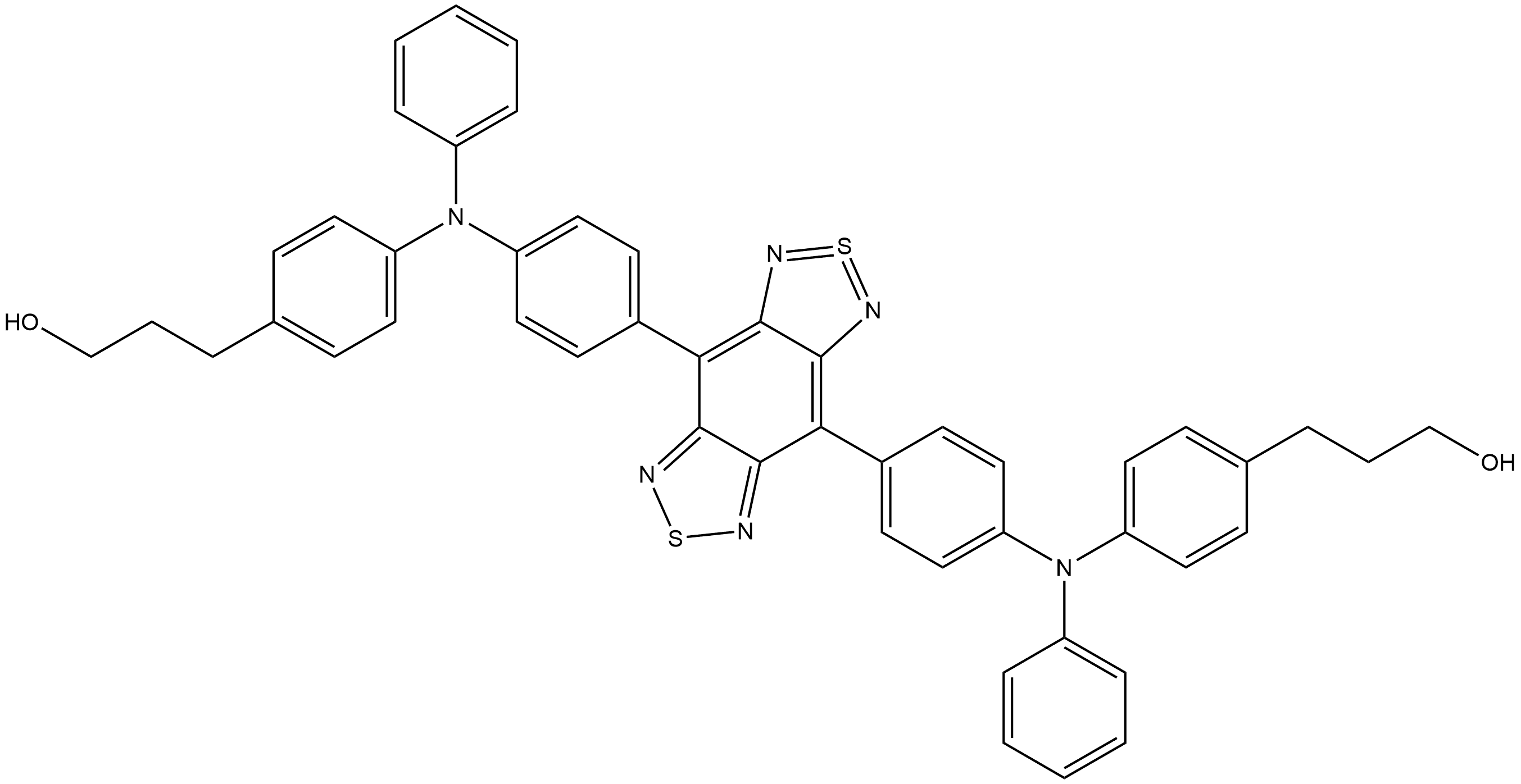 Benzenepropanol, 4,4'-[2λ4δ2-benzo[1,2-c:4,5-c']bis[1,2,5]thiadiazole-4,8-diylbis[4,1-phenylene(phenylimino)]]bis- 结构式
