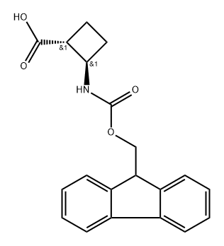 (1R,2R)-2-(((9H-芴-9-基)甲氧基)羰基)氨基)环丁烷-1-羧酸 结构式