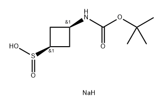 CIS-3-((叔丁氧基羰基)氨基)环丁烷-1-亚磺酸钠 结构式