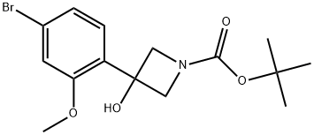 1,1-Dimethylethyl 3-(4-bromo-2-methoxyphenyl)-3-hydroxy-1-azetidinecarboxylate 结构式