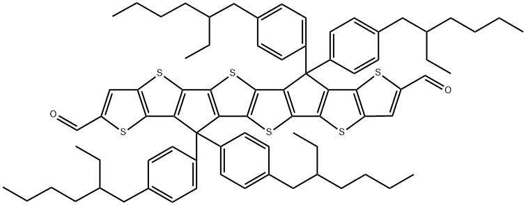 6,6,12,12-四(4-乙基己基苯基)-6,12-二氢-并二噻吩并[3',2':4,5]环戊二烯并[1,2-B]并二噻吩并[2'',3'':3',4']环戊二烯[1',2':4,5]并二噻吩-2, 结构式