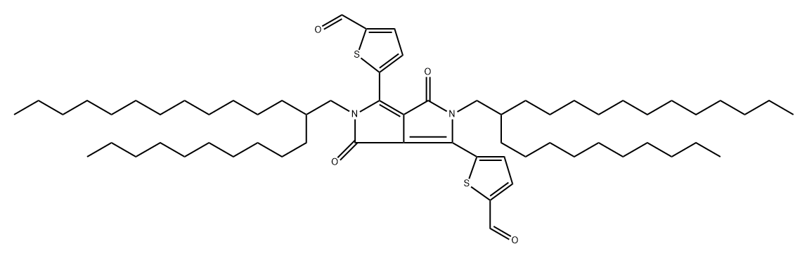 5,5'-(2,5-双(2-癸基十四烷基)-3,6--氧-2,3,5,6-四氢吡咯并[3,4-C]吡咯-1,4-二基)双(噻吩-2-甲醛) 结构式