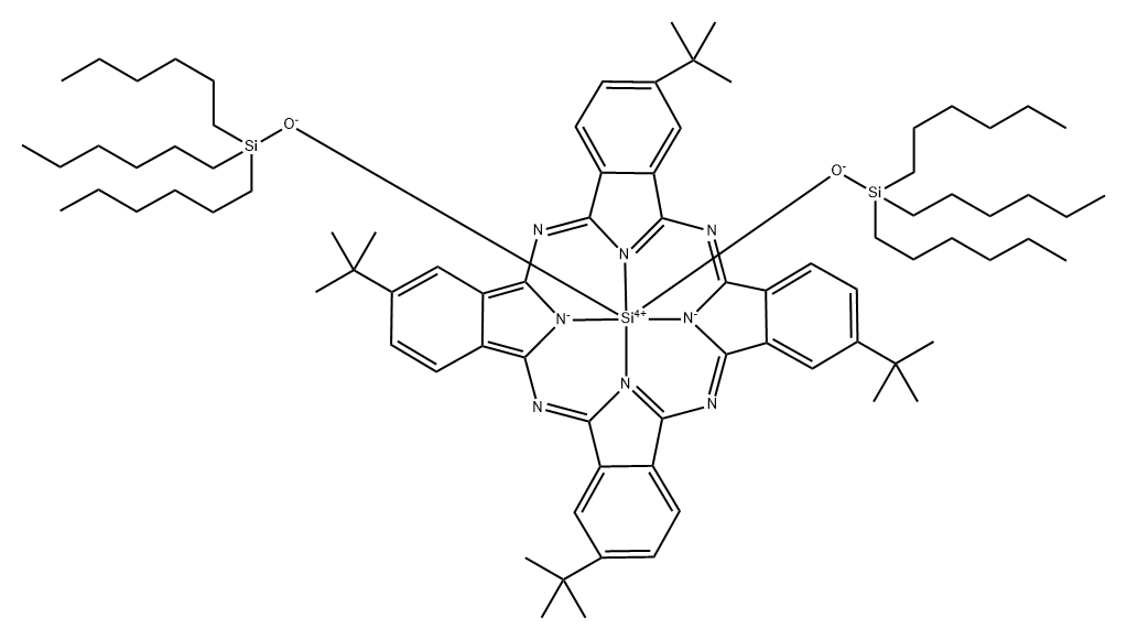二(三己基硅氧基)-2,9,16,23-四正丁基-29,31-二氢酞青-硅烷 结构式
