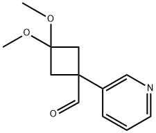 3,3-二甲氧基-1-(吡啶-3-基)环丁烷-1-甲醛 结构式