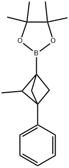 4,4,5,5-四甲基-2-(2-甲基-3-苯基双环[1.1.1]戊-1-基)-1,3,2-二氧杂硼烷 结构式