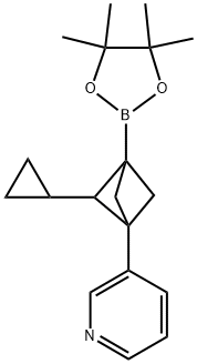 3-(2-环丙基-3-(4,4,5,5-四甲基-1,3,2-二氧硼烷-2-基)双环[1.1.1]戊-1-基)吡啶 结构式