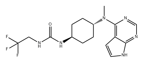 1-((1r,4r)-4-(methyl(7H-pyrrolo[2,3-d]pyrimidin-4-yl)amino)cyclohexyl)-3-(2,2,2-trifluoroethyl)urea maleic acid 结构式