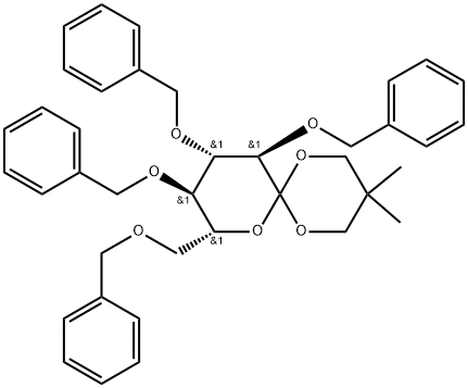 1,5-脱水-1,1-C-[(2,2-二甲基-1,3-丙烷二基)二(氧基)]-2,3,4,6-四-O-(苯基甲基)-D-山梨糖醇 结构式