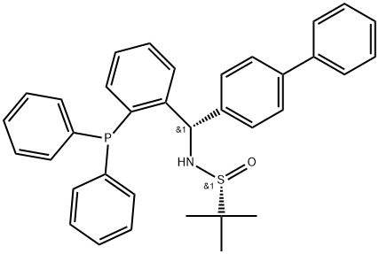 S(R)]-N-[(S)-1-[2-(二苯基膦)苯基]-(1,1'-联苯)甲基]-2-叔丁基亚磺酰胺 结构式