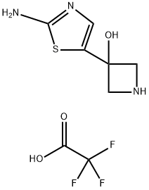 3-(2-amino-1,3-thiazol-5-yl)azetidin-3-ol, bis(trifluoroacetic acid) 结构式