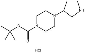 4-(吡咯烷-3-基)哌嗪-1-羧酸叔丁酯盐酸盐 结构式